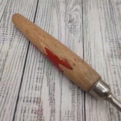 Vintage Chief Slotted Holes Long Spatula Red Wood Handle Farmhouse Rustic Turner