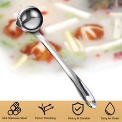2x Stainless Steel Soup Fat Oil Separator Ladle Skimmer Filter Long Handle Spoon