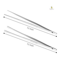 2 Pcs Kitchen Tweezer 12″ Straight & Round Tip Set Long Food Tongs Chef DIY Tool