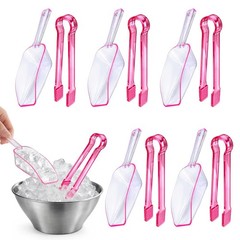 12 PCS Plastic Ice Tongs Scoops Mini Kitchen Utility Buffet Cocktail Pink
