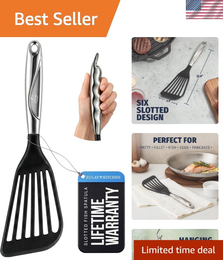 Dishwasher Safe 12.8” Fish Spatula – Durable Non-Stick Turner for Everyday Use