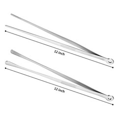 12 Inch Stainless Steel Metal Cooking Tongs Kitchen Utensils Long Handle Piece