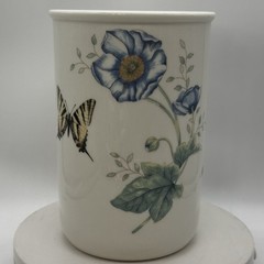 Lenox China BUTTERFLY MEADOW Utensil Crock Vase 7” x 5” EUC