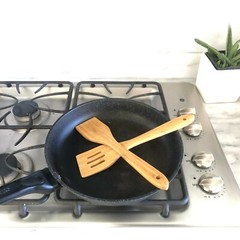 Set of 2 Large Spatula for Non Stick Cookware Eco-Friendly Bamboo Utensil S-4565