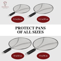 BergKoch 13 Inch Stainless Steel Splatter Screen for Frying Pan