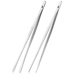 2 Pcs Kitchen Tweezer 12″ Straight & Round Tip Set Long Food Tongs Chef DIY Tool