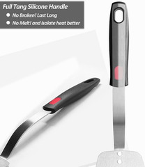 Stainless Steel Flexible Spatula Solid Turner, Thin Metal Spatula for Cast Iron