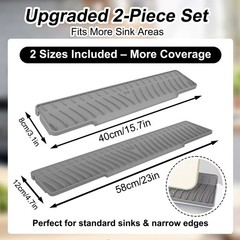 2-Piece Sink Splash Guard – Upgraded Silicone Draining Mats, Faucet Draining …