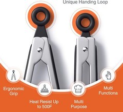 Stainless Steel Kitchen Tongs Set 9″ & 12″ w/ Silicone Tips & Locking Grip