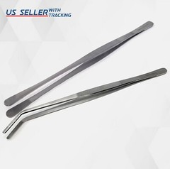 2Pc Kitchen Tweezer 12″ Angled & Round Set Long Food Tongs Chef DIY German Grade