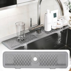 24 Inch Silicone Faucet Mat for Kitchen Sink, 7° Slope Fast Self-Draining Sin…