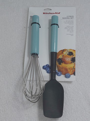 KitchenAid 2‑Piece Baking Set Aqua Utility Whisk & Silicone Spoon Spatula