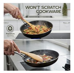 WOODLANDS USA Wooden Spoons for Cooking set of 6 safe for nonstick pans/Durable!
