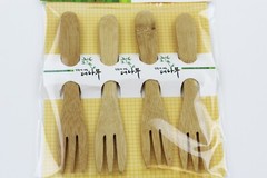 4 Pieces Bamboo Utensil Dessert Wooden Forks Bamboo Forks (USA seller)