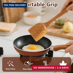 Natural Acacia Wood Spatula Set 2 Pack Non Stick Cooking Kitchen Utensil Tools
