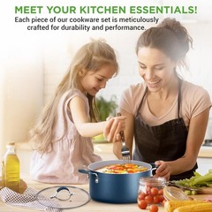 NutriChef NCCW14SBLU 14-Piece Nonstick Cookware Set (Open Box)