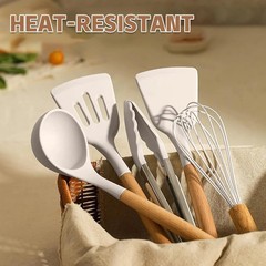 33‑Piece Silicone Kitchen Utensil Set with Holder–Non‑Stick Cooking Tools,Wooden