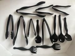 Set of 13 Unbranded Black Plastic Cooking Utensils Barely Used in Guest House