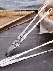 1pc Stainless Steel Food Tongs – Long Handle, Non-Slip BBQ & Kitchen Tool – NEW
