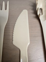 Vintage Tupperware Cooking Utensils Lot Set Of 3 Cream Plastic Pasta Spoon Knife