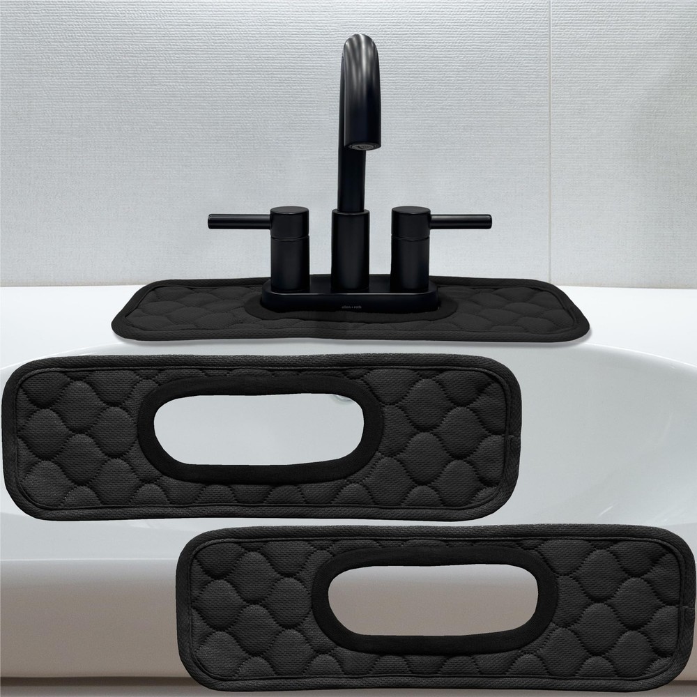 Bathroom Sink Splash Guard Oval-Hole Rectangle-Hole: , Faucet Mat for Bathroo…