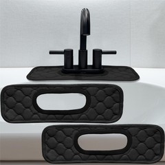 Bathroom Sink Splash Guard Oval-Hole Rectangle-Hole: , Faucet Mat for Bathroo…