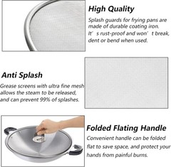 4 Pack Splatter Screen for Frying Pan, 13″, 11.5″, 10″, 8″ Stainless Steel Greas