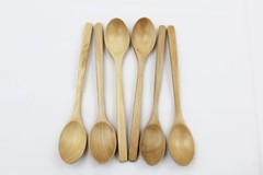 6PCS -Wood Spoons Soup Eco Friendly Japanese Tableware Natural Wooden USA Seller