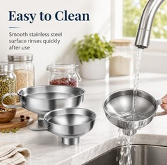 2-Piece Stainless Steel Canning Funnel Set for Mason Jars – Wide Mouth Funnel