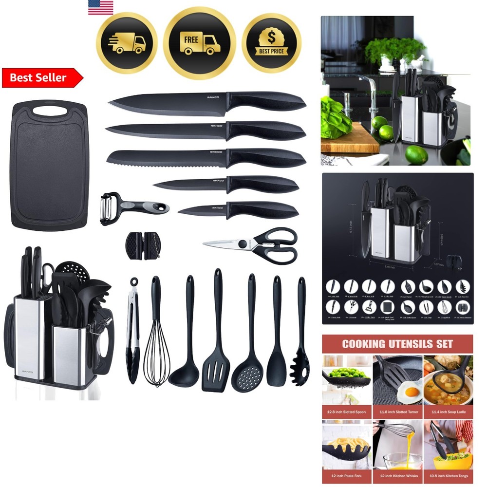 Kitchen Utensils Set 18-Piece Cooking Tools Sharp Knives Stainless Steel Holder