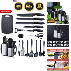 Kitchen Utensils Set 18-Piece Cooking Tools Sharp Knives Stainless Steel Holder