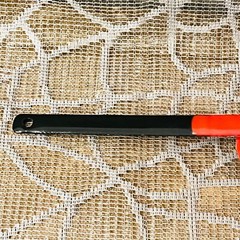 Red & White Enamelware Long Handled Ladle Vintage