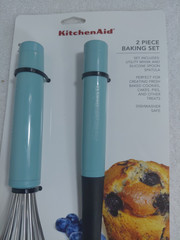 KitchenAid 2‑Piece Baking Set Aqua Utility Whisk & Silicone Spoon Spatula