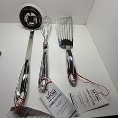 All-Clad 3 Pc. 18/10 Stainless Steel 6-oz Round Ladle 14.5 in Whisk 13”& Turner