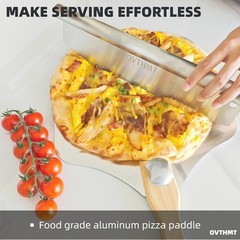 Pizza Peel 12 inch, Aluminum Pizza Paddle 12 x 14 inch with Foldable Wood Han…
