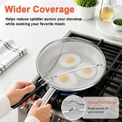Set of 3 Stainless Steel Splatter Screens Grease Guard for Frying Pan Mesh