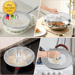 2-Pack Splatter Screens for Frying Pan – Stainless Steel Grease Splatter Guard