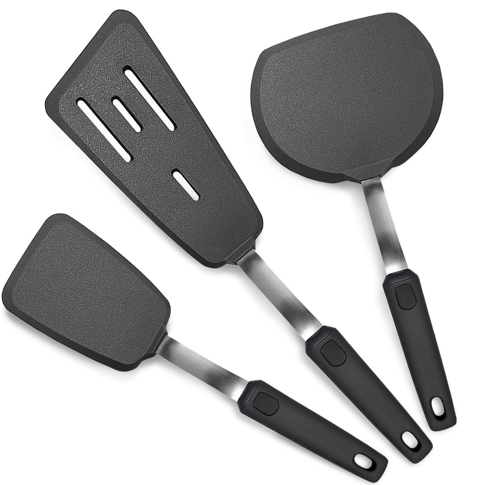 3 Piece Silicone Spatula Turner Set, 600°F Heat-Resistant Nonstick Kitchen Co…