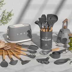 19 Pcs Silicone Kitchen Utensil Set with Holder, Heat Resistant Cooking Utensils