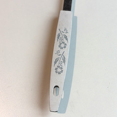 Vintage Blue Cornflower Spatula Stainless Steel Plastic Handle Made in USA 1950s