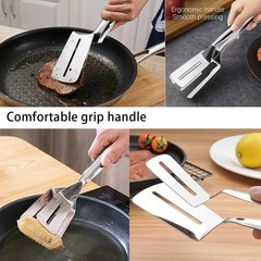 Kitchen Tongs Steak Clamp Stainless Steel Food Clip Bread Meat BBQ Cooking Tools