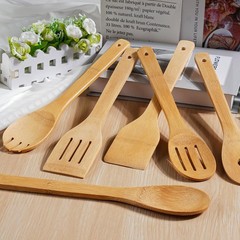 Cooking Utensil Set Bamboo Wooden Spoons Non-Stick Pan Safe Kitchen Tools 6pcs
