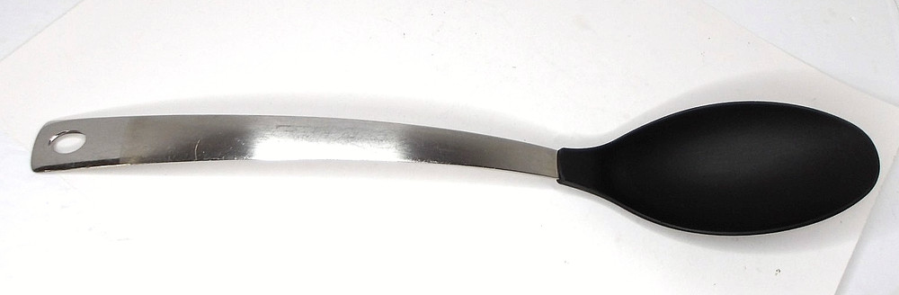 Winco Basting Spoon, 18/10 Stainless Steel & Nylon, Black/Silver, 14 in #11409