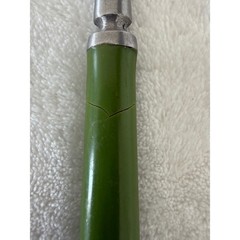 Vintage Unbranded MCM Granny Meat Fork Long Green Handle Stainless Steel Japan