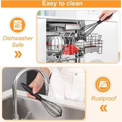 Silicone Whisk Heat Resistant Scratch Whisks Set of 3 Stainless Steel Silicone
