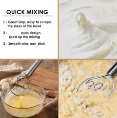 1 pc Stainless Steel Danish Dough Mixer Handheld Bread Whisk for Baking, Cooking