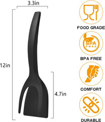 Egg Flipper Spatula Tongs 2 PCS Spatula for Non Stick Frying Pan 2 in 1 Grip