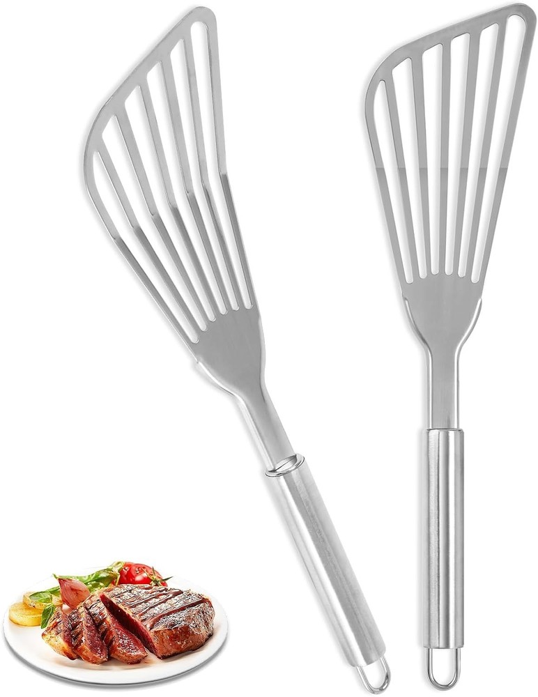 Fish Spatula, 2 Pack Stainless Steel Metal Spatula, Slotted Spatulas for Cooking