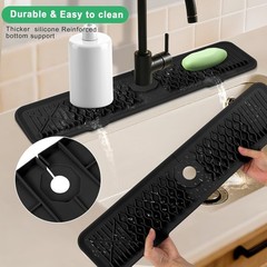 24 Inch Faucet Mat For Kitchen Sink ，5°Slope Fast Draining Silicone Mat