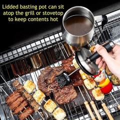 32oz Basting Pot with Basting Brush Set Stainless Steel ( Red Or Black Random )